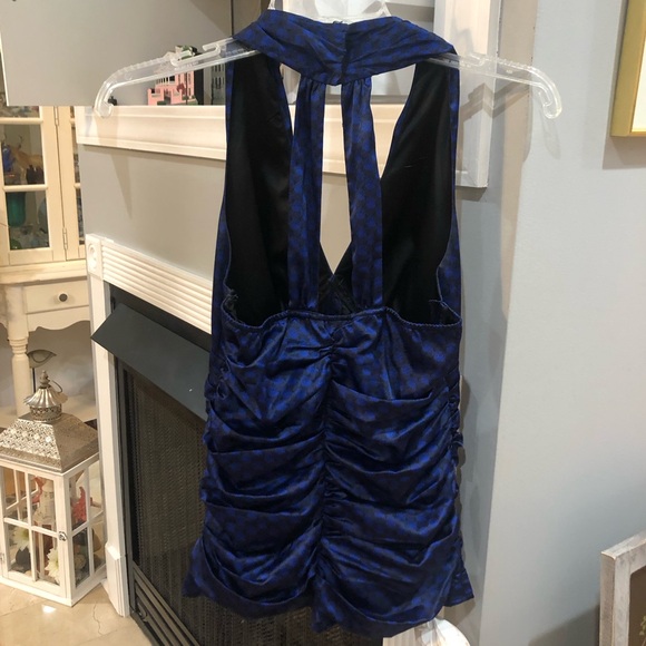 Vintage Y2K Express Design Studio Runched Polka Dot Sleeveless Satin Blouse Top - Picture 3 of 5